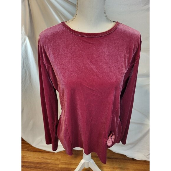 Soft Surroundings Sizs 1X Mauve Pink Velvet‎ Pull Over Rosette - Picture 1 of 5